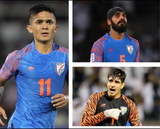 1691692869168014888.jpg 印度亚运队三名超龄球员切赫特里(左)、中后卫桑德什(右上)、门将桑德胡(右下).jpg